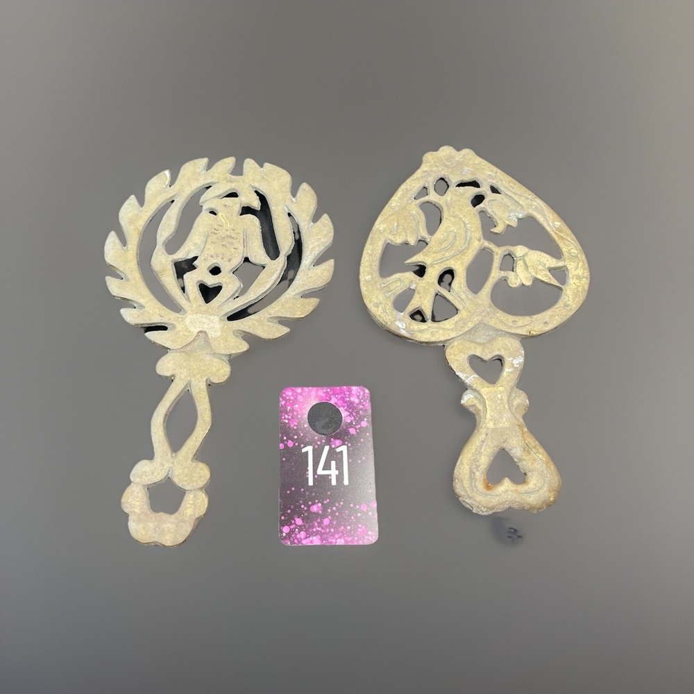 2 VNTG Trivets Eagle And Humming‎ Bird Brass